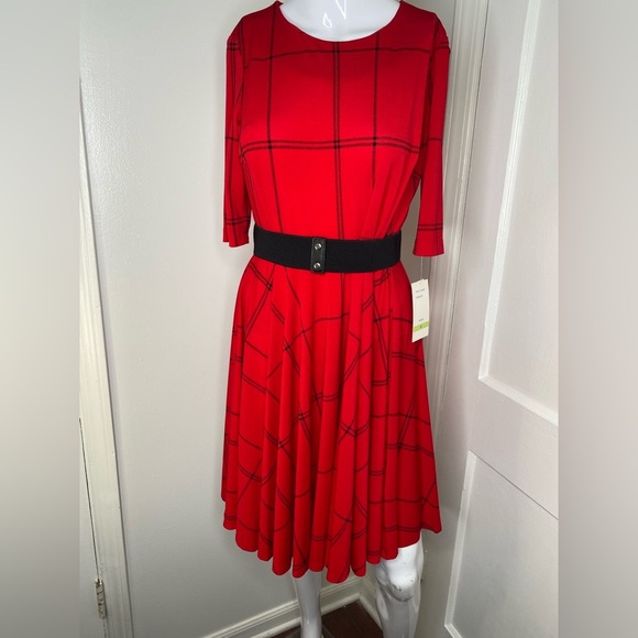 Julian Taylor NWT Red Plaid Women's Dress Pictured AS IS - Picture 2 of 11